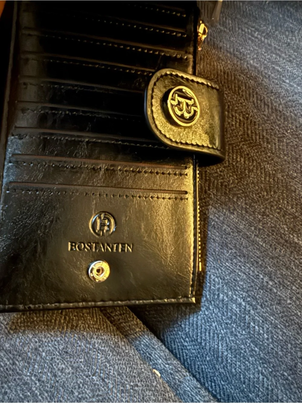 New Bostanten Red Leather Women's Wallet with Black Snap - Branded B Logo